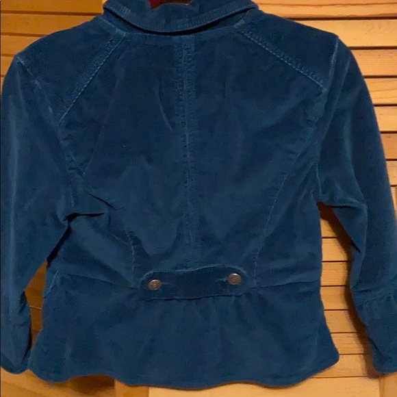 BEAUTIFUL TEAL CORDUROY JACKET W/RUFFLED SLEEVES - Picture 4 of 5